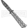 Bear & Son 115TR Large Silver Vein Butterfly Knife Trainer - Black -Grindworx Bear Son 115TR Large Butterfly Trainer Silver Vein Black BHQ 107300 jr large