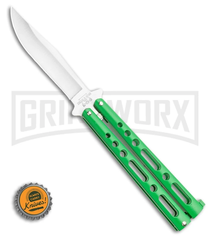 Bear & Son Knives Green Large 117 Balisong Butterfly Knife - Satin Plain 6 Bear & Son Knives Green Large 117 Balisong Butterfly Knife - Satin Plain - Image 4