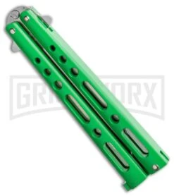 Bear & Son Knives Green Large 117 Balisong Butterfly Knife - Satin Plain 8 Bear & Son Knives Green Large 117 Balisong Butterfly Knife - Satin Plain -Grindworx Bear Son Butterfly Green 117GR BHQ 114199 LS Side large