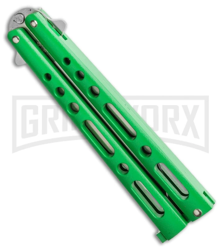 Bear & Son Knives Green Large 117 Balisong Butterfly Knife - Satin Plain 5 Bear & Son Knives Green Large 117 Balisong Butterfly Knife - Satin Plain - Image 3
