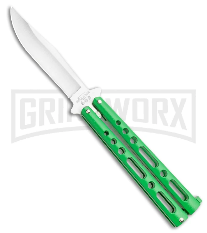 Bear & Son Knives Green Large 117 Balisong Butterfly Knife - Satin Plain 3 Bear & Son Knives Green Large 117 Balisong Butterfly Knife - Satin Plain