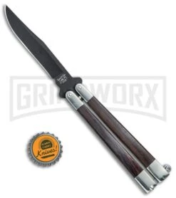 Bear & Son Black Walnut Butterfly Knife - Black Plain 9 Bear & Son Black Walnut Butterfly Knife - Black Plain -Grindworx Bear Son Butterfly Knife Black Walnut Black BW17T BHQ 77785 jr bottlecap large