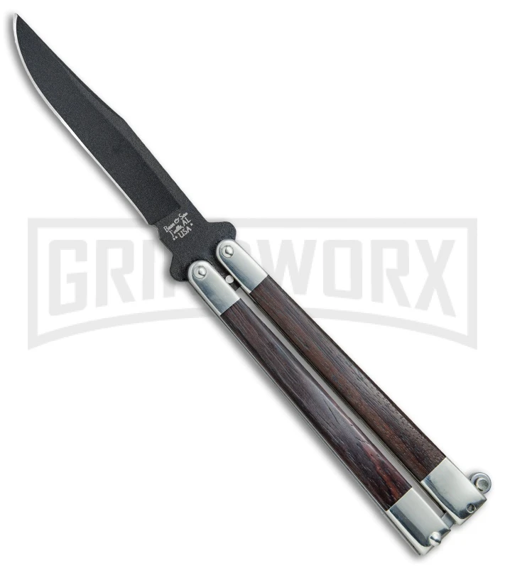 Bear & Son Black Walnut Butterfly Knife - Black Plain 3 Bear & Son Black Walnut Butterfly Knife - Black Plain