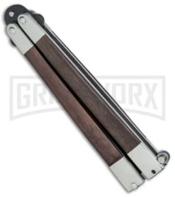 Bear & Son Black Walnut Butterfly Knife - Black Plain 8 Bear & Son Black Walnut Butterfly Knife - Black Plain -Grindworx Bear Son Butterfly Knife Black Walnut Black BW17T BHQ 77785 jr side large