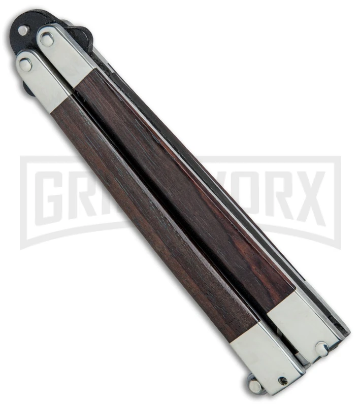 Bear & Son Black Walnut Butterfly Knife - Black Plain 4 Bear & Son Black Walnut Butterfly Knife - Black Plain - Image 2