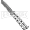 Bear & Son Knives SS14A Stainless Steel Butterfly Knife - Tanto Bead Blast -Grindworx Bear Son Butterfly Knife Tanto Stainless Steel 4in BB BHQ 87647 td large