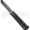 Bear & Son 115TAND Tanto Black Butterfly Knife - Damascus Plain 2 Bear & Son 115TAND Tanto Black Butterfly Knife - Damascus Plain -Grindworx Bear Son Tanto Butterfly Blk Dmscs 115TAND BHQ 50075 jr 1 large