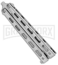 Bear & Son Silver Stainless Steel Butterfly 30th Anniversary Clip Point Satin 7 Bear & Son Silver Stainless Steel Butterfly 30th Anniversary Clip Point Satin -Grindworx Bear and Son 30th Anniversary Polished Butterfly ANNSS14 S35 BHQ 121784 jr spine large