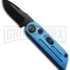 Bear Ops Bold Action XIV Blue Stainless Steel Automatic Knife - Black Plain -Grindworx Bear and Son Auto Bold Action XIV Blue BHQ 153935 jr large