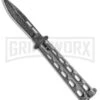 Bear & Son 115DSV Silver Vein Butterfly Knife - Damascus Plain 1 Bear & Son 115DSV Silver Vein Butterfly Knife - Damascus Plain -Grindworx Bear and Son Butterfly Black Damascus 115DSV BHQ 83522 jr large