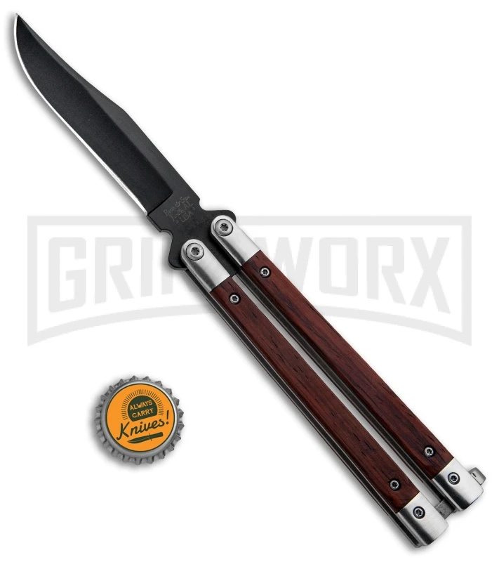 Bear And Son Cocobolo Wood Balisong Butterfly Knife - Black Plain 6 Bear And Son Cocobolo Wood Balisong Butterfly Knife - Black Plain - Image 4