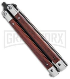 Bear And Son Cocobolo Wood Balisong Butterfly Knife - Black Plain 8 Bear And Son Cocobolo Wood Balisong Butterfly Knife - Black Plain -Grindworx Bear and Son Butterfly Cocobolo Wood Handles Black CB17 BHQ 0888 jr side large