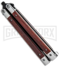 Bear And Son Cocobolo Wood Balisong Butterfly Knife - Black Plain 7 Bear And Son Cocobolo Wood Balisong Butterfly Knife - Black Plain -Grindworx Bear and Son Butterfly Cocobolo Wood Handles Black CB17 BHQ 0888 jr spine large