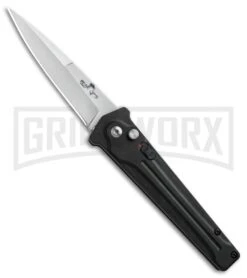 Bear Ops Black Bold Action III Small Automatic Knife - Bead Blast Plain