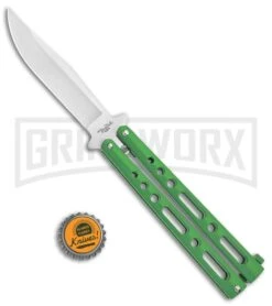 Benchmark Balisong Green Butterfly Knife - Satin Plain 9 Benchmark Balisong Green Butterfly Knife - Satin Plain -Grindworx Benchmark BM010 Green Balisong Butterfly Satin BM010 BHQ 115068 jr bottlecap large