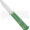 Benchmark Balisong Green Butterfly Knife - Satin Plain -Grindworx Benchmark BM010 Green Balisong Butterfly Satin BM010 BHQ 115068 jr large
