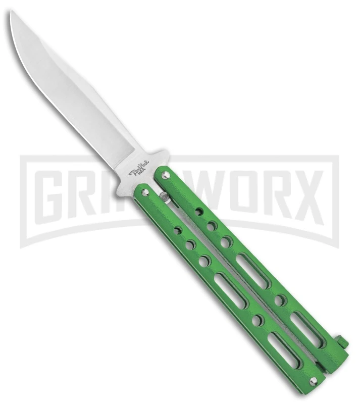 Benchmark Balisong Green Butterfly Knife - Satin Plain 3 Benchmark Balisong Green Butterfly Knife - Satin Plain