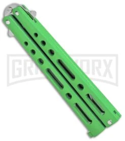 Benchmark Balisong Green Butterfly Knife - Satin Plain 7 Benchmark Balisong Green Butterfly Knife - Satin Plain -Grindworx Benchmark BM010 Green Balisong Butterfly Satin BM010 BHQ 115068 jr spine large