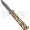 Benchmark Gold Epoxy Steel Butterfly Knife - Stonewash Plain