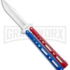 Benchmark Red & Blue Epoxy Steel Butterfly Knife - Satin Plain