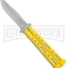 Benchmark Yellow Epoxy Steel Butterfly Knife - Stonewash Plain