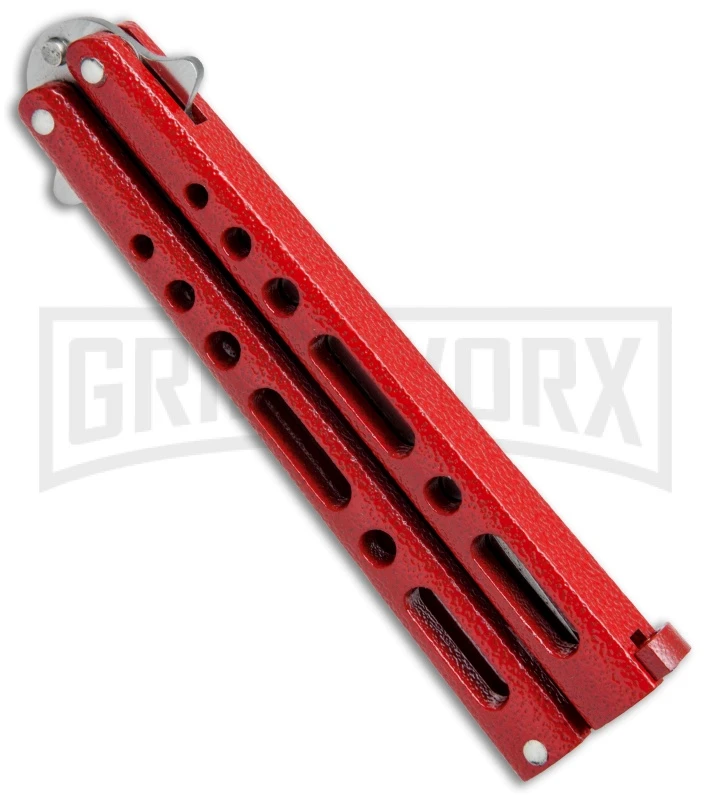 Benchmark BM009 Red Balisong Butterfly Knife - Satin Plain 4 Benchmark BM009 Red Balisong Butterfly Knife - Satin Plain - Image 2