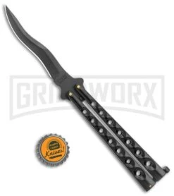 Scoundrel Black Balisong Butterfly Knife Kriss - Black Plain 9 Scoundrel Black Balisong Butterfly Knife Kriss - Black Plain -Grindworx Black Butterfly Balisong Kriss Blade Black GX 3066 jr bottlecap large