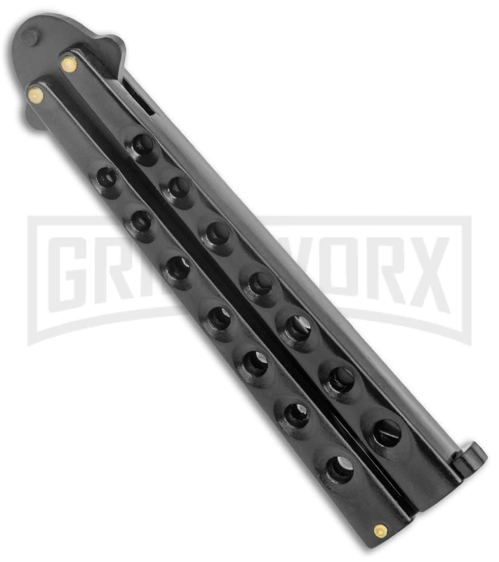 Scoundrel Black Balisong Butterfly Knife Kriss - Black Plain 5 Scoundrel Black Balisong Butterfly Knife Kriss - Black Plain - Image 3