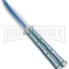 Blue Bone Balisong Drop Point Butterfly Knife - 2 Tone Plain 1 Blue Bone Balisong Drop Point Butterfly Knife - 2 Tone Plain -Grindworx Blue Bone Balisong DP Butterfly TT Plain GX 37371 jr large