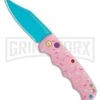 Boker Dessert Warrior Kalashnikov Pink Donut Automatic Knife Bowie- Blue Plain -Grindworx Boker Dessert Warrior Kalashnikov Clip Point Automatic Knife Blue Donut BHQ 184953 kc 2 gx large