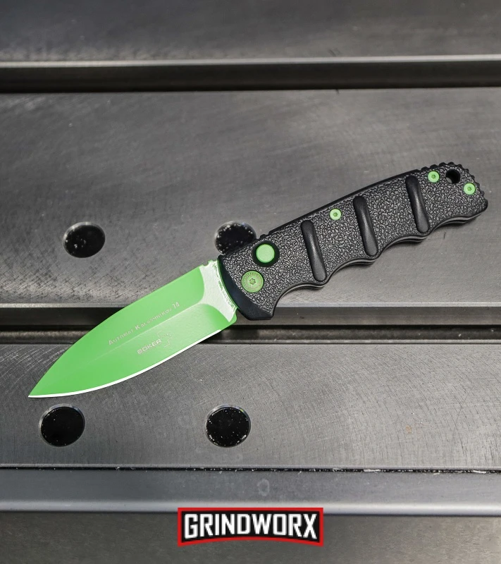 Boker Kalashnikov Automatic Knife - D2 Dagger Electric Green Plain 7 Boker Kalashnikov Automatic Knife - D2 Dagger Electric Green Plain - Image 5
