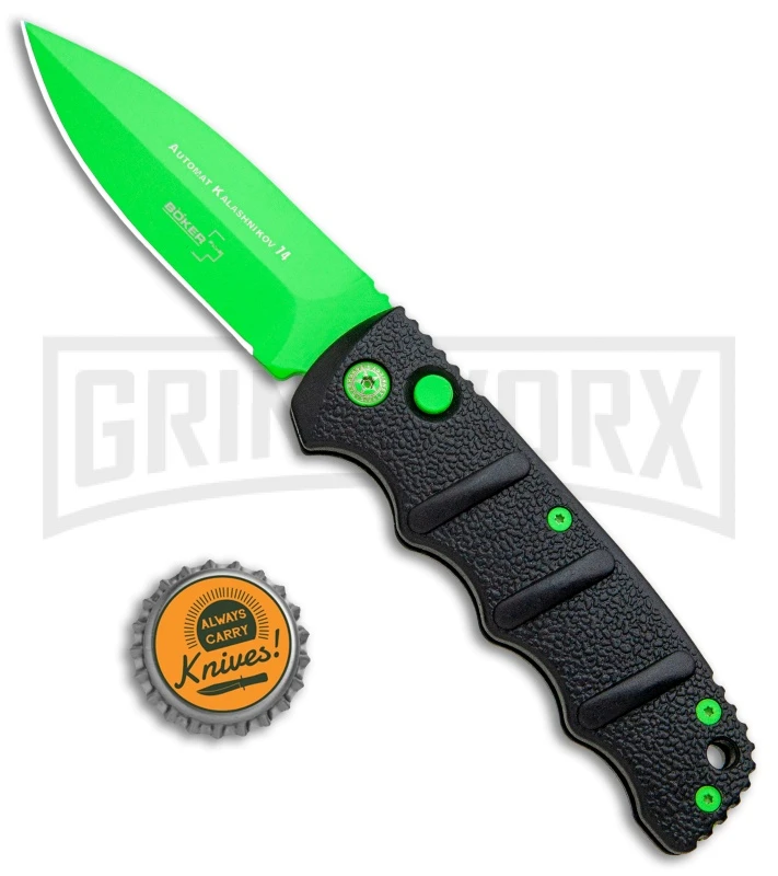 Boker Kalashnikov Automatic Knife - D2 Dagger Electric Green Plain 6 Boker Kalashnikov Automatic Knife - D2 Dagger Electric Green Plain - Image 4