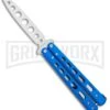 Boker Plus Mini Balisong Blue Skeletonized Trainer Knife - Satin Dull 1 Boker Plus Mini Balisong Blue Skeletonized Trainer Knife - Satin Dull -Grindworx Boker Plus Mini Balisong Trainer Blue Holes G 10 Satin 01BO715SOI BHQ 99636 jr large