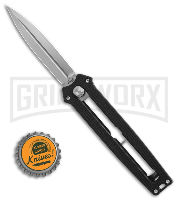 Boker Plus Slike Black OTF Manual Dagger Knife - Stonewash Plain 6 Boker Plus Slike Black OTF Manual Dagger Knife - Stonewash Plain - Image 4