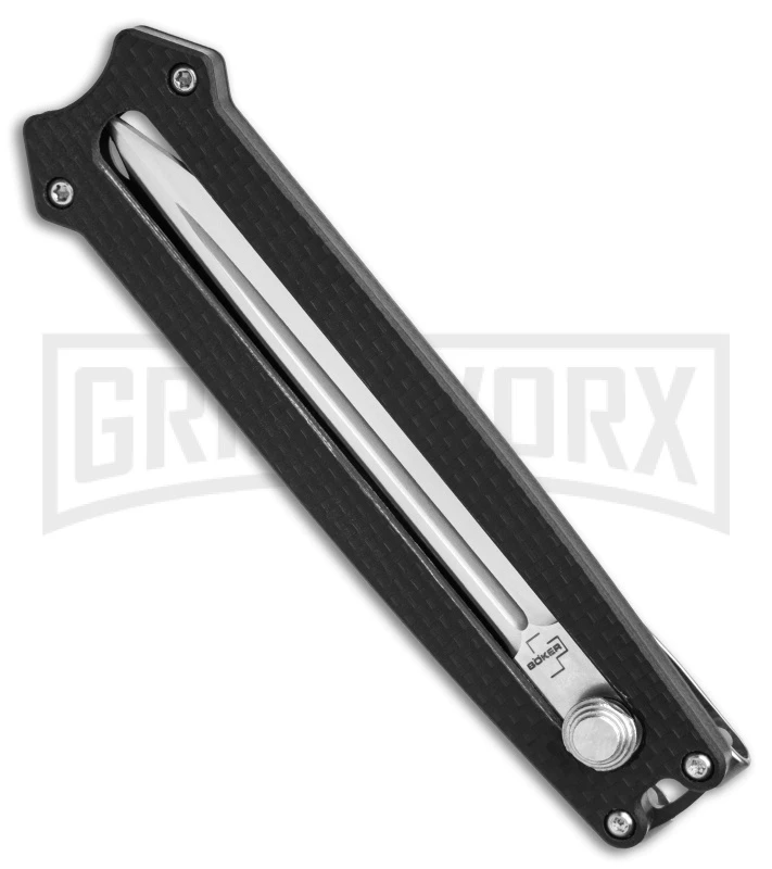 Boker Plus Slike Black OTF Manual Dagger Knife - Stonewash Plain 4 Boker Plus Slike Black OTF Manual Dagger Knife - Stonewash Plain - Image 2