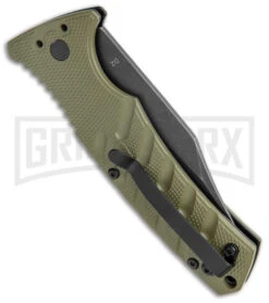 Boker Plus Strike OD Green Automatic Knife - Bowie Black Stonewash Plain 8 Boker Plus Strike OD Green Automatic Knife - Bowie Black Stonewash Plain -Grindworx Boker Plus Strike Bowie Auto OD Green Black Wash BHQ 125301 jr side large