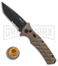 Boker Plus Strike Coyote Brown Automatic Knife - Tanto Black SW Serr 14 Boker Plus Strike Coyote Brown Automatic Knife - Tanto Black SW Serr -Grindworx Boker Plus Strike Tanto Coyote Brown black sw serr BHQ 67885 er bottlecap large