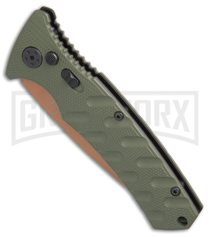 Boker Plus Strike Desert Warrior OD Green Automatic Knife - Tanto Copper Plain 4 Boker Plus Strike Desert Warrior OD Green Automatic Knife - Tanto Copper Plain - Image 2