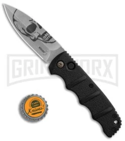 Boker Kalashnikov Skull Black Automatic Knife - D2 Dagger Stonewash Plain 14 Boker Kalashnikov Skull Black Automatic Knife - D2 Dagger Stonewash Plain -Grindworx Boker Skull Kalashnikov Dagger SW BHQ 75532 er bottlecap large