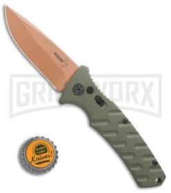 Boker Plus Strike Desert Warrior OD Green Automatic Knife - D2 Drop Point Copper 14 Boker Plus Strike Desert Warrior OD Green Automatic Knife - D2 Drop Point Copper -Grindworx Boker Strike drop point Desert Warrior OD Green copper BHQ 70998 er bottlecap large