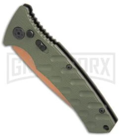Boker Plus Strike Desert Warrior OD Green Automatic Knife - D2 Drop Point Copper 13 Boker Plus Strike Desert Warrior OD Green Automatic Knife - D2 Drop Point Copper -Grindworx Boker Strike drop point Desert Warrior OD Green copper BHQ 70998 er spine large