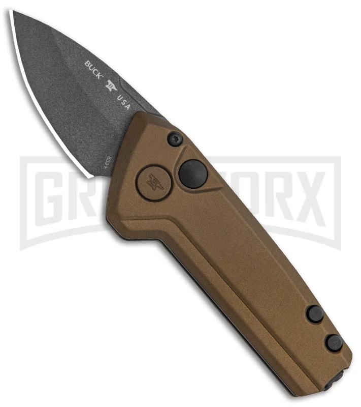 Buck Knives Buck Deploy Bronze Mini Automatic Knife - Gray Plain 3 Buck Knives Buck Deploy Bronze Mini Automatic Knife - Gray Plain