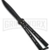 Andux Aerial Black Balisong Butterfly Knife - Black Plain 1 Andux Aerial Black Balisong Butterfly Knife - Black Plain -Grindworx Butterfly Black Tactical B7 BK BHQ 81119 jr large