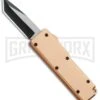 Chud Gold OTF Automatic Knife - Black Tanto Plain -Grindworx Chud Mini Gold OTF Auto Black Tanto Plain T279935 8 GX 33388 jr large