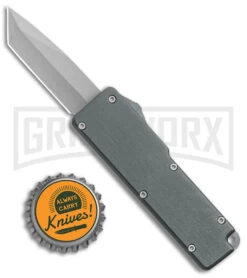 Chud Gray OTF Automatic Knife - Stonewash Tanto Plain -Grindworx Chud Mini Gray OTF Auto Pocket Clip BB Tanto GX 38552 jr bottlecap large