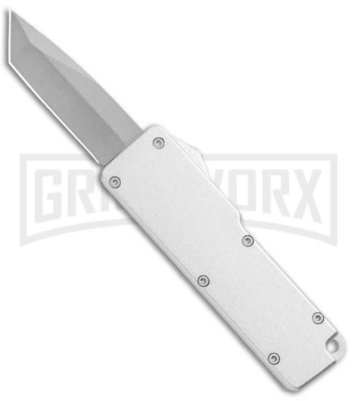 Chud Silver OTF Automatic Knife - Satin Tanto Plain 3 Chud Silver OTF Automatic Knife - Satin Tanto Plain