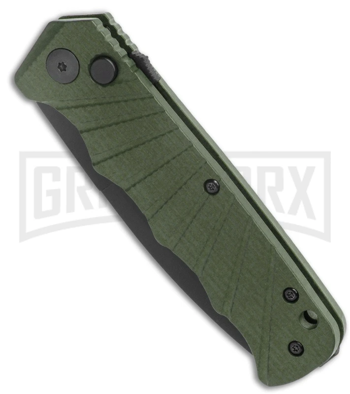 Delta Force Automatic Knife OD Green Aluminum Drop Point - Black Serr 4 Delta Force Automatic Knife OD Green Aluminum Drop Point - Black Serr - Image 2