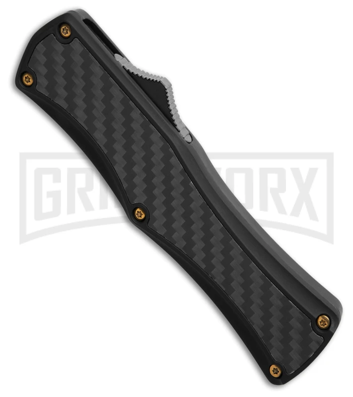 Edgeworks Carbon Fiber OTF Auto Knife Dagger - Gold Damascus Finish) 4 Edgeworks Carbon Fiber OTF Auto Knife Dagger - Gold Damascus Finish) - Image 2