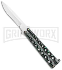 Flick Black/Green Balisong Butterfly Knife - Satin Plain