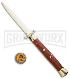 Frank B. 11" Cocobolo Italian Stiletto Swinguard Gold Plated - Bayonet Gold 9 Frank B. 11" Cocobolo Italian Stiletto Swinguard Gold Plated - Bayonet Gold -Grindworx Frank B 11in Italian Swinguard Bayo Cocobolo Gold BHQ 51921 jr bottlecap large